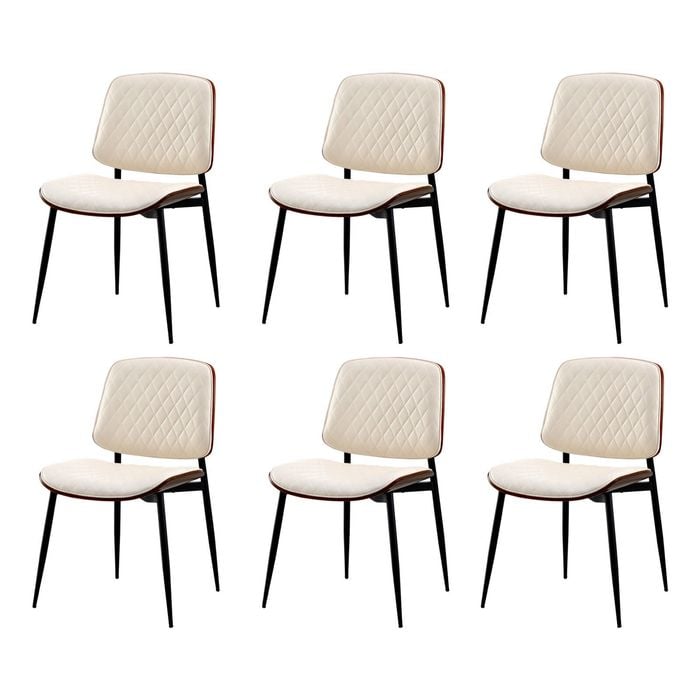 Oikiture Set of 6 Dining Chairs Retro Faux Leather White