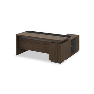 Modern Furniture Carter Executive Office Desk+Left Return-180cm-Coffee+Charcoal
