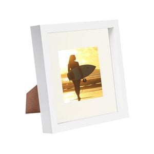 Nicola Spring 8" x 8" White 3D Box Photo Frame - 4" x 4" Mount