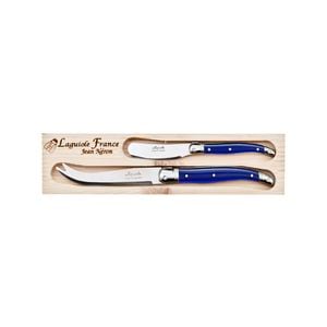 Laguiole Jean Neron 2pc Cheese Knife & Spreader Set - French Blue