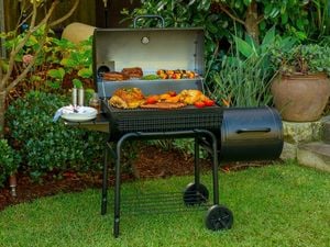 Char-Griller barbecue cooking meats and vegetables