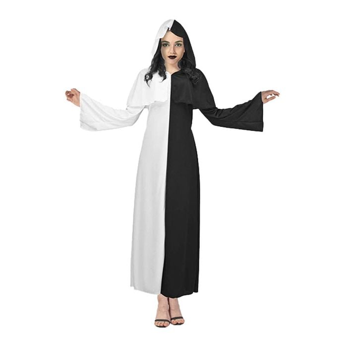 More Than Party Adult Devil Costume Black And White Full-Length Robe One Size