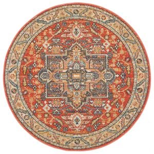 The Rug Connection Heritage 850 Rust 150x150cm - Small Round Transitional Pet Friendly Indoor Rug