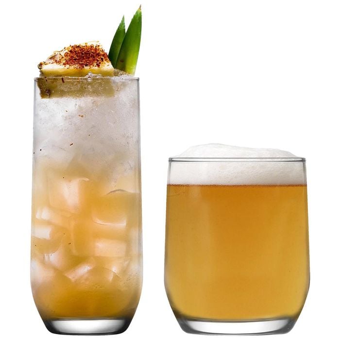 LAV 12 Piece Sude Drinking Glasses Set - Contemporary Highball Glasses and Whiskey Tumblers
