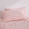 Dreamaker Bask Washed Cotton Yarn Dyed Stripe King Pillowcase Coral Twin Pack