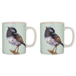 2pk Ashdene New Bone China 350ml Modern Birds Wren Mug