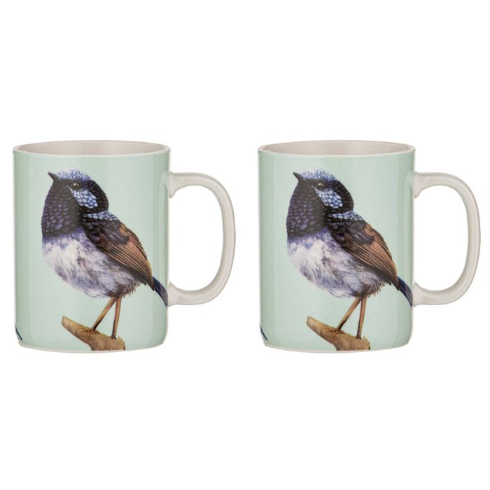 2pk Ashdene New Bone China 350ml Modern Birds Wren Mug