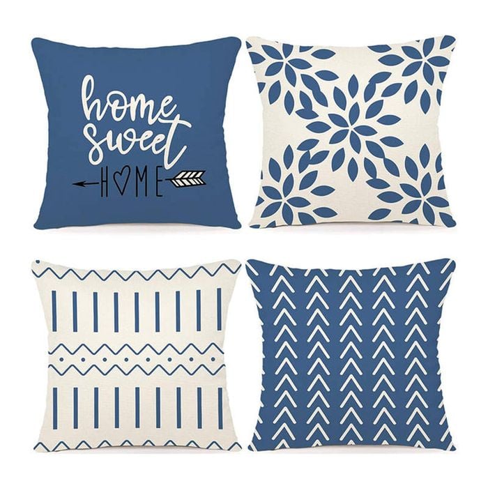 Catzon 4 Pcs Modern Throw Pillow Covers Geometric Flower Pattern for Couch