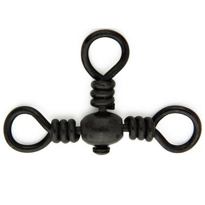 Mustad Black Barrel 3 Three Way Crossline Fishing Swivel 2/0