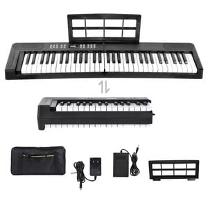 Ufurniture 61-Key Electronic Piano Keyboard Foldable With Portable Piano Bag  Digital Keyboard For Beginner Kids Gift Black