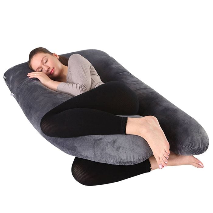Advwin Pregnancy Pillow U Shaped Maternity Pillow Full Body (Dark Grey)