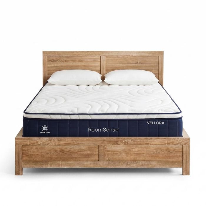 RoomSense Double 30cm Latex Mattress Medium Firm Bundle, Pine Bed Frame