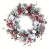 Lifebay Artificial Christmas Wreath Green with Red Berries