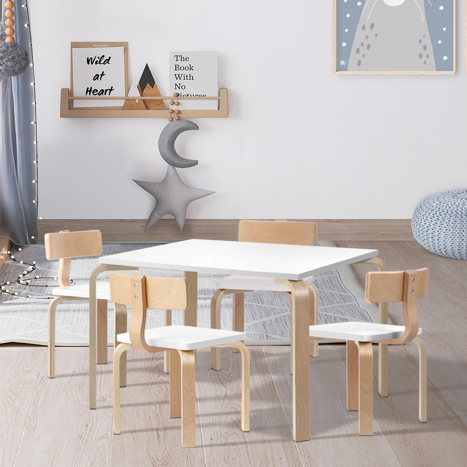 5 Piece Children s Table and Chairs Desk Set Furniture Toy White Bunnings Australia