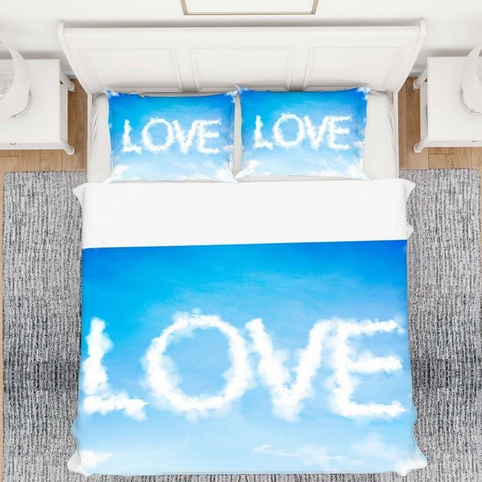 3D Sky Love Cloud 310 Bed Pillowcases Quilt King Single Size
