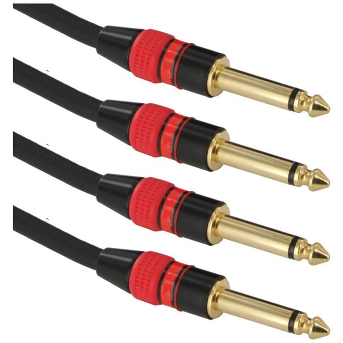 4 Pack of 10m 30ft Guitar Leads / Instrument Cables 6.35mm 1/4" Jacks