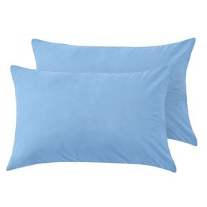 LINENOVA 2PCS 100% Cotton Pillow Cases Slip Cover Pillowcase - Light Blue King