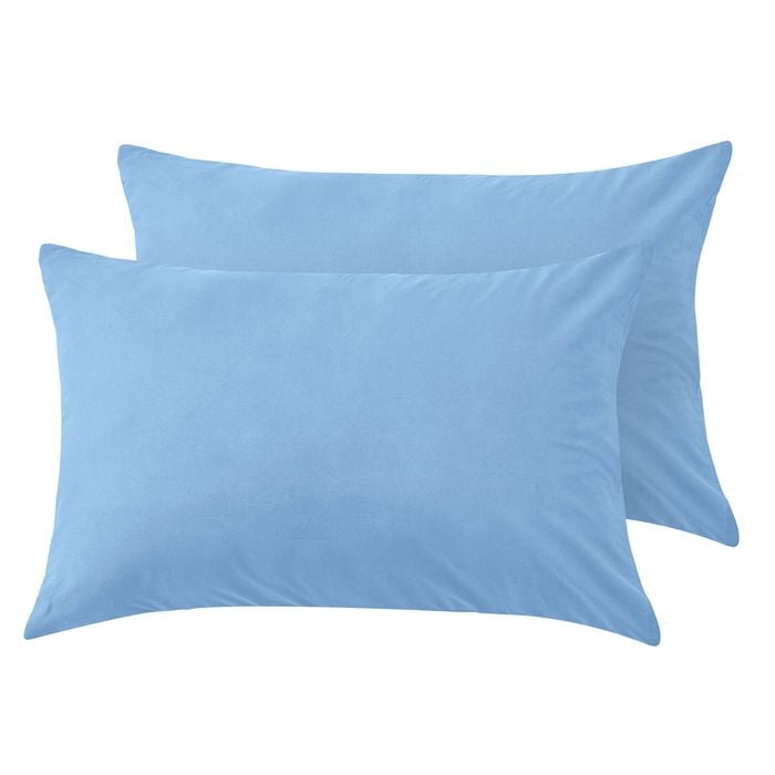 LINENOVA 2PCS 100% Cotton Pillow Cases Slip Cover Pillowcase - Light Blue King