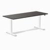 Desky Dual Sit to Stand Burnished Wood Melamine Desk 180x75cm White Height Adjustable Legs