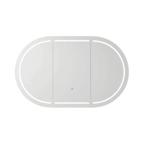 Attica Bentwood 1200mm Matte White Oval LED Shaving Cabinet with Powerpoint