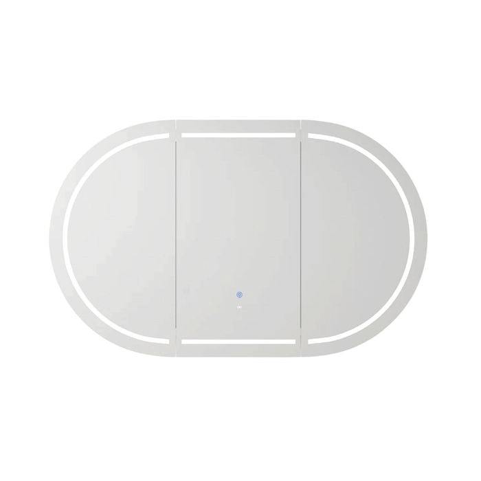 Attica Bentwood 1200mm Matte White Oval LED Shaving Cabinet with Powerpoint