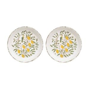 2pk Lvd Vintage Lemon Ceramic Kitchen Dinner Plate Home Decor 23.5x23.5x2.5cm