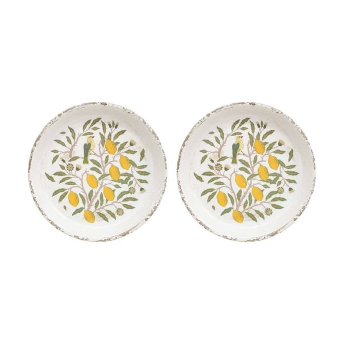 2pk Lvd Vintage Lemon Ceramic Kitchen Dinner Plate Home Decor 23.5x23.5x2.5cm