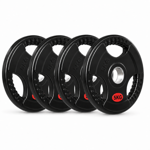 FITNESS MASTER 5KG Rubber Olympic Weight Plates 4 Pack Home Gym Barbell