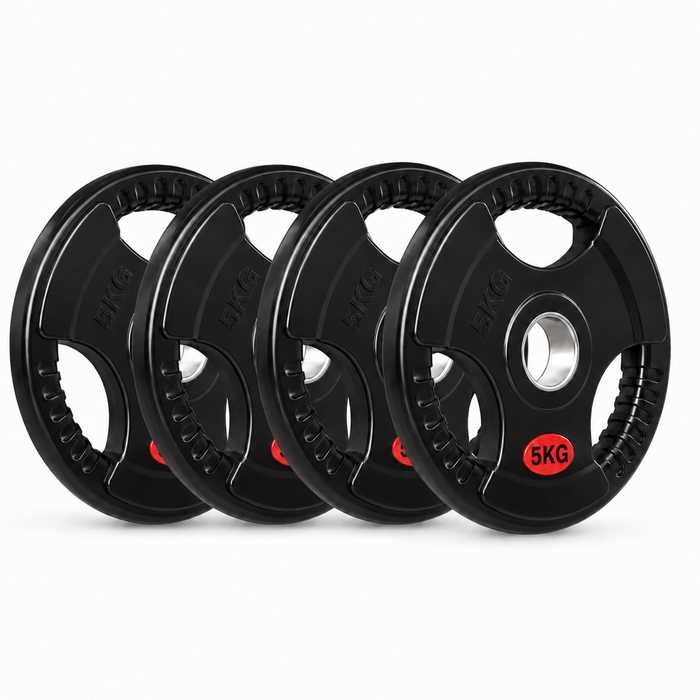 FITNESS MASTER 5KG Rubber Olympic Weight Plates 4 Pack Home Gym Barbell