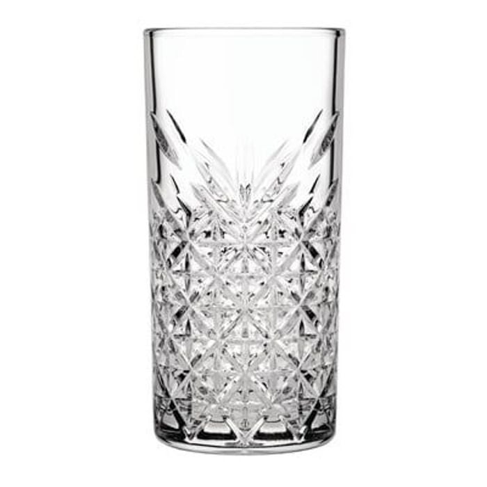 Pasabahce Timeless Hiball Glasses Cut Glass 450ml 12 Pack Drinkware Tumblers