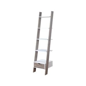 Sarantino Mira 5-Tier Ladder Shelf - White and Grey Oak