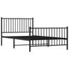 vidaXL Metal Bed Frame Bed Base with Headboard and Footboard Black 107x203 cm
