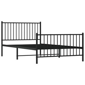 vidaXL Metal Bed Frame Bed Base with Headboard and Footboard Black 107x203 cm