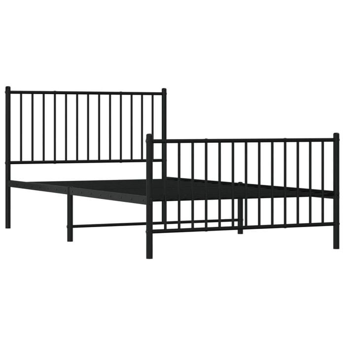 vidaXL Metal Bed Frame Bed Base with Headboard and Footboard Black 107x203 cm