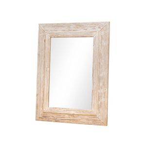White Wash Wood Frame Wall Mirror - FLM46