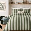 Vintage Design Linen Cotton Stripe Quilt Cover Set Moss- QB