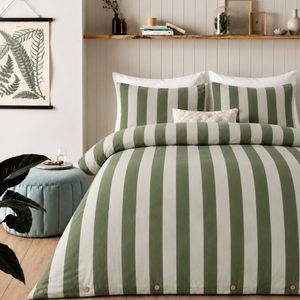 Vintage Design Linen Cotton Stripe Quilt Cover Set Moss- QB
