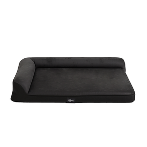 Petzly Dog Bed with L-Shaped Bolsters Removable Washable Cover Black Large