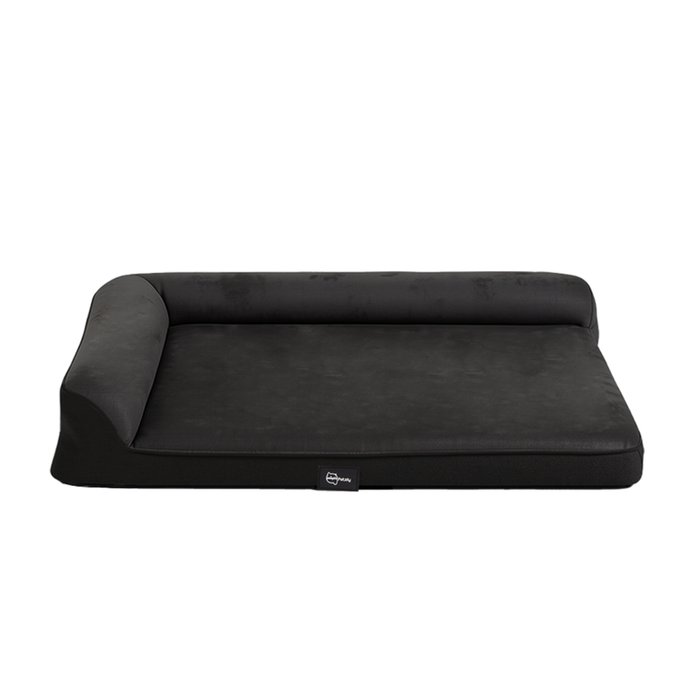 Petzly Dog Bed with L-Shaped Bolsters Removable Washable Cover Black Large