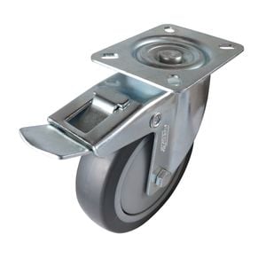 Easyroll 125mm 100kg Grey Castor With Swivel And Brake