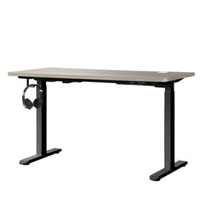 Oikiture 140cm Electric Standing Desk Dual Motor Grey-Oak Desktop