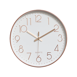 Modern Wall Clock Silent Battery Operated in Rose Gold
