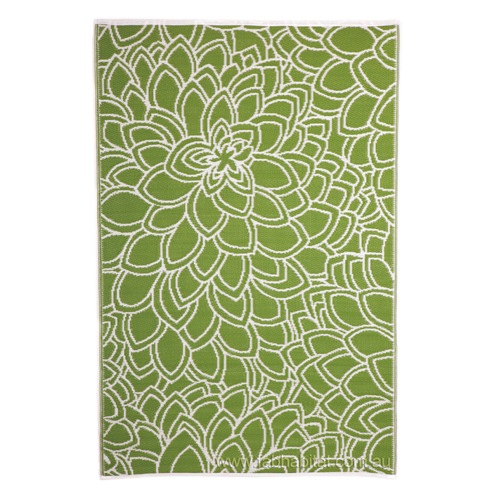 Fab Habitat 180x270cm Lime And White Eden Floral Recycled Plastic Outdoor Rug