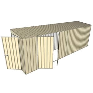 Build-A-Shed 1.2 x 6.0 x 2.0m Tunnel Shed Tunnel Hinged Door with Double Hinged Doors - Cream