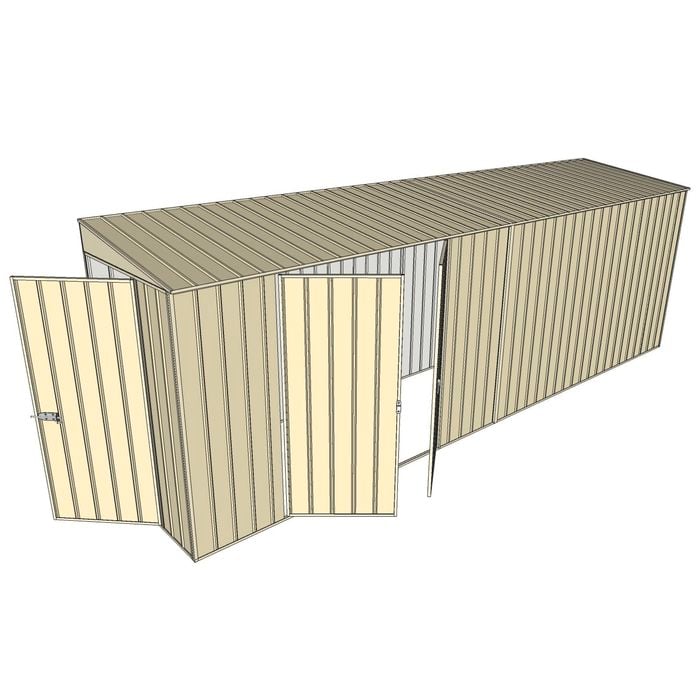 Build-A-Shed 1.2 x 6.0 x 2.0m Tunnel Shed Tunnel Hinged Door with Double Hinged Doors - Cream