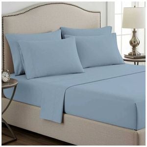 Grosvenor House 400TC Plain Dyed Bamboo Cotton Bed Sheet Sets Double Sky Blue
