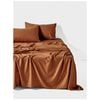 Linen House 400tc Surf Wash Rust Brown Cotton Sateen Sheet Set Super King