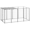 vidaXL Dog Kennel Silver 2.42 m² Steel Outdoor Puppy Enclosure Dog Cage House