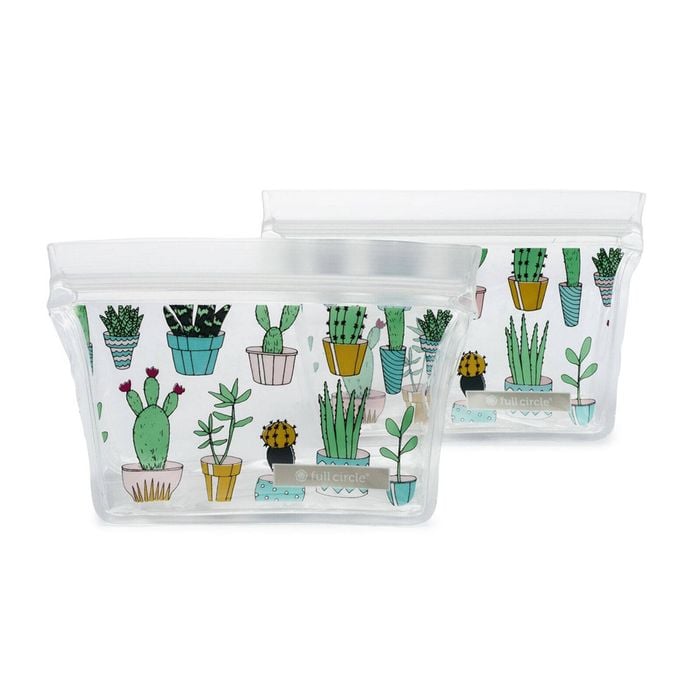 2PK Full Circle Ziptuck Cactus Reusable Snack Bag Set