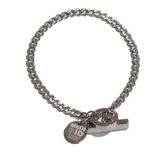 MEDI-ID  Medical ID SS Bracelet with Slim 18CM Chain